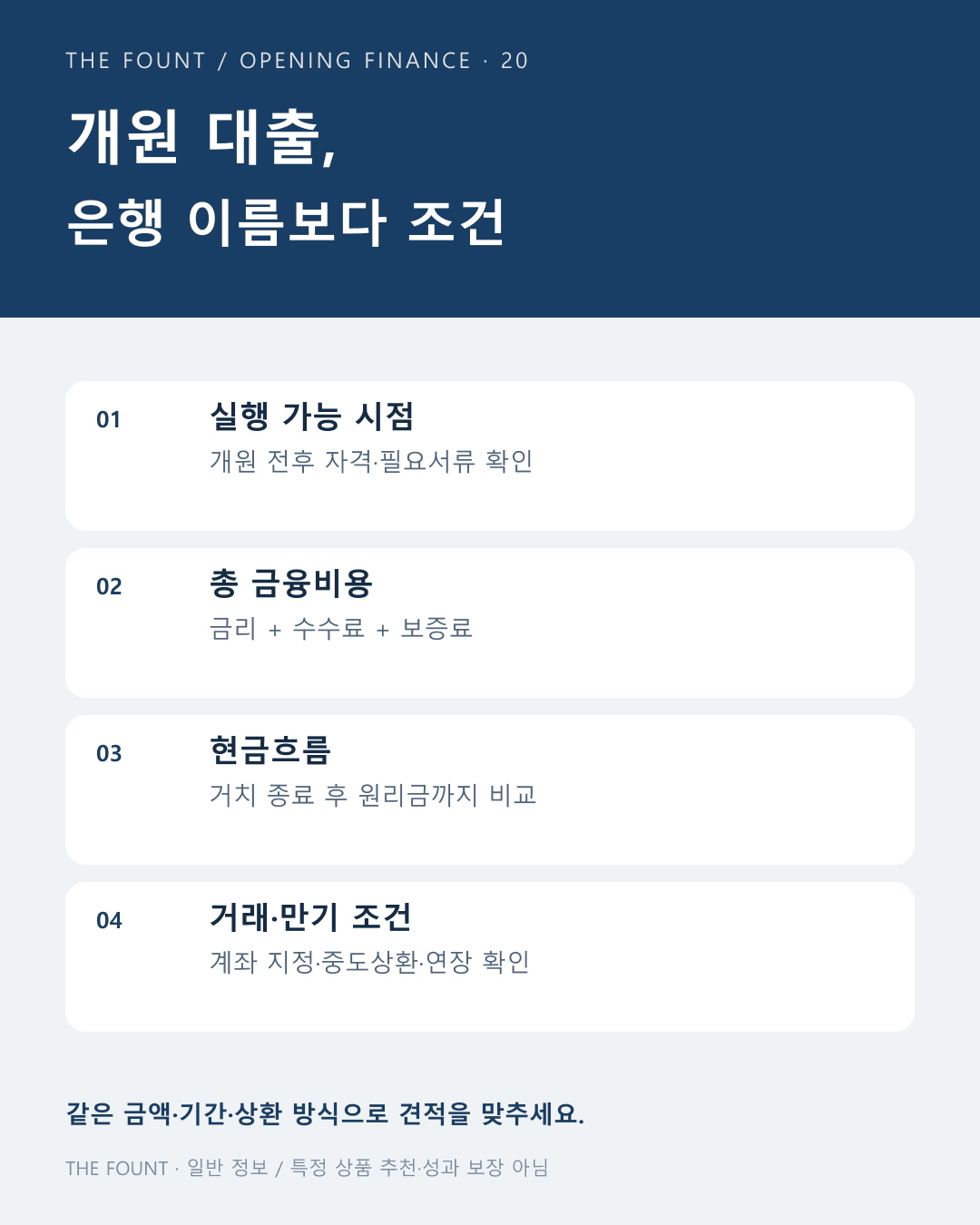 개원 대출 비교 기준 네 가지 / THE FOUNT 자체 제작
