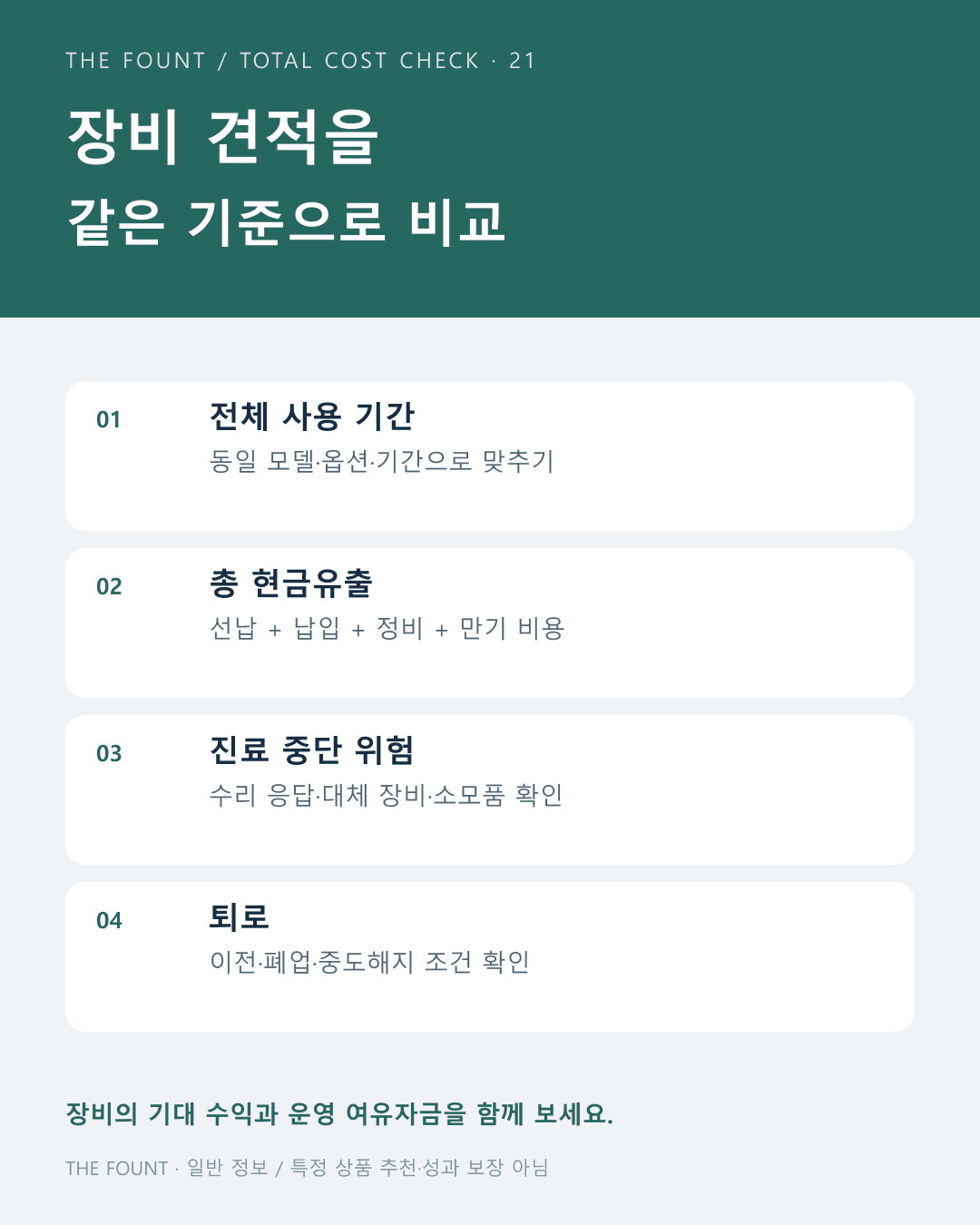 의료장비 총비용 점검표 / THE FOUNT 자체 제작