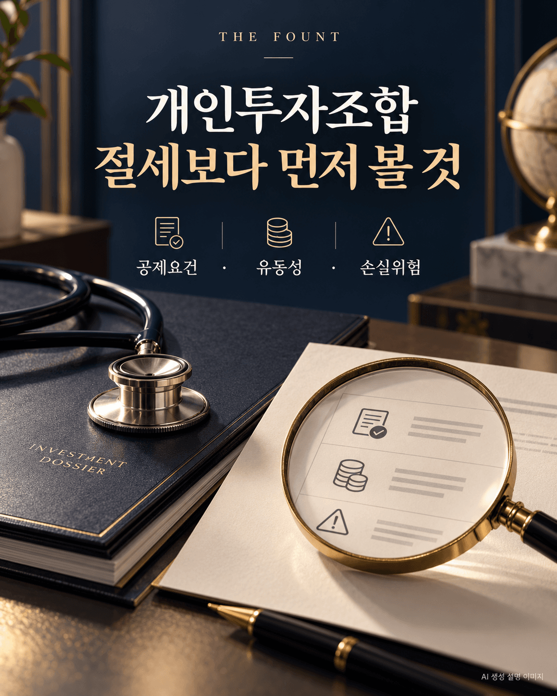 개인투자조합의 공제요건과 유동성·손실위험을 검토하는 AI 설명 이미지